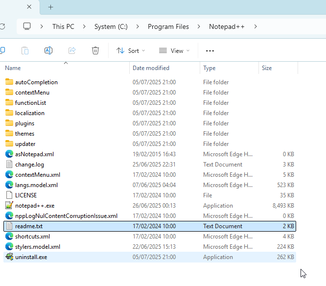 NP++ folder contents after reinstall.png