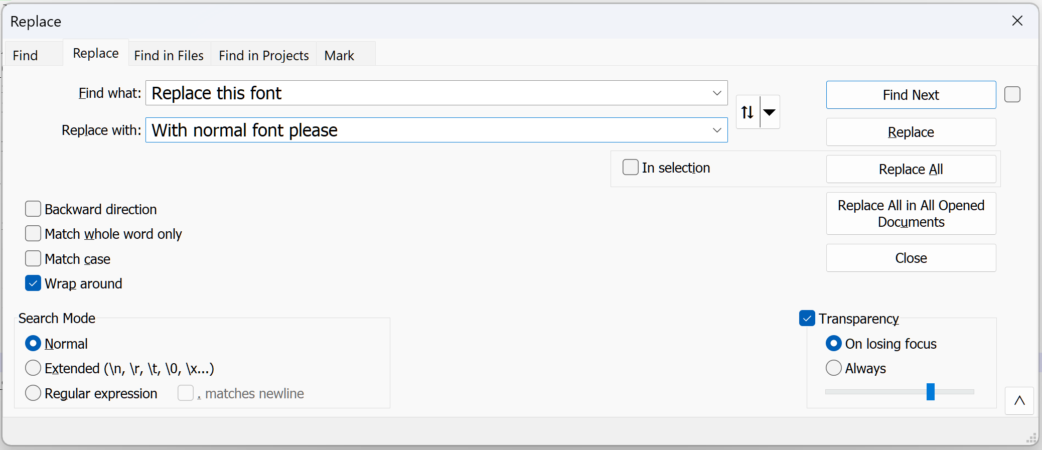 Search/Find Dialog | Notepad++ Community